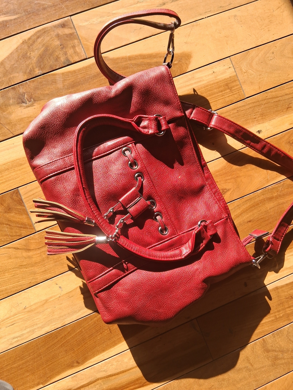 Pourquoipas Burgundy Genuine Leather Shoulder Bag